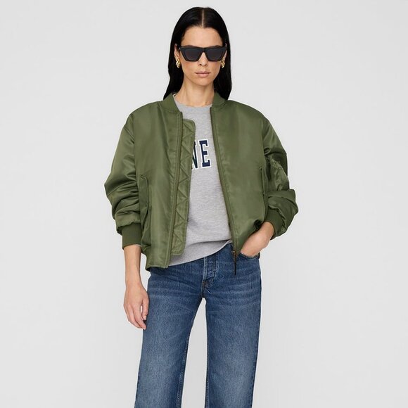 Anine Bing Spencer Sweatshirt Heather Gray with Navy Size M NWT - Picture 5 of 5